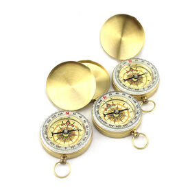 brass pocket compass glow in dark waterproof outdoor tool