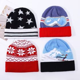 Autumn Winter Men's Warm Knitted Hat Thickened Fleece Lined Pullover Cap
