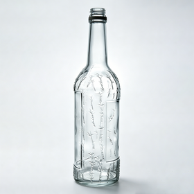Custom Label 750ml Embossed Clear Glass Liquor Bottle for Whisky Vodka Brandy