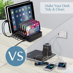Station de recharge USB électronique portable 6 ports pour usage public dans les restaurants et à domicile, pour plusieurs appareils