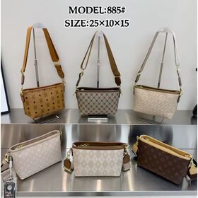 Monogram Print Zip Top Rectangular Shoulder Bag