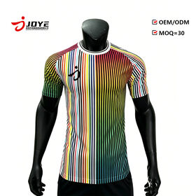 Customized striped soccer jersey men's breathable polyester digital printed soccer T-shirt soccer jersey