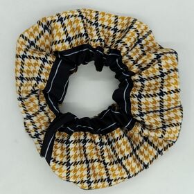 Ctory OEM/ODM Weiche Polyester-Karos-Scrunchies, Vintage-Hahnentritt-Haargummis für tägliches Styling und Reisen von Damen