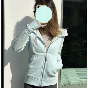 Wholesale yoga clothes Scuba women's zipper hooded sweatshirt, fitted hoodie, casual yoga top, coat