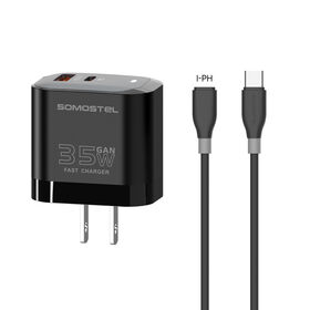 SOMOSTEL Factory Manufacturer New Style Gan phone charger PD+QC3.0 35W A+C wall charger with Cable for Iphone14promax SMS-Q107