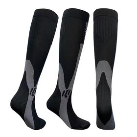 Calcetines de compresión largos de marca para deportes, con patrones divertidos y logo en jacquard