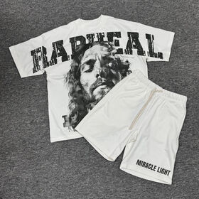 Herren Übergroße T-Shirt & Shorts Set, Schweres, Individuell Bedruckbares, Schlichtes Boxy-T-Shirt aus 100% Baumwolle und Shorts, 2-teiliges Sommer-Set