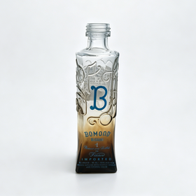 50ml Clear Embossed Square Glass Liquor Bottle for Whiskey Brandy Premium Spirits