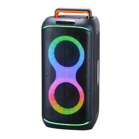 2025 Heißer Schwarzer Bluetooth Party Lautsprecher 6,5 Zoll*2 mit USB und FM, Dynamischer Beleuchtung und Langlebigem Akku