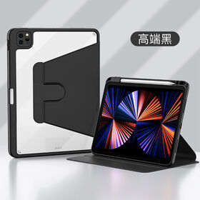 Case for iPad pro11inch,Soft-edge transparent backplate flat shell with pen slot rotating support for book flip cover leather case