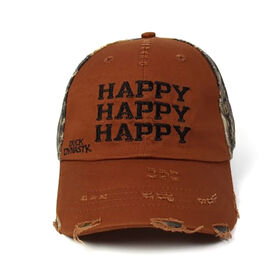 6-Panel baseball cap worn-out design flat embroidery logo denim brown color cap gorra