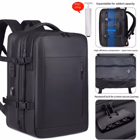 Mochila de Compresión al Vacío con Bomba, Expandible 36-55L, Correas Curvas para Hombro, Bolsa de Viaje Duradera