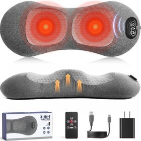 ErgoComfort 3-in-1 Heated Lumbar Pillow Portable Wireless Massage Pillow for Deep Sleep Relief