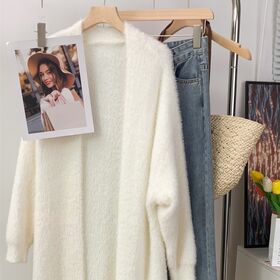 Supplier Long Sleeve Lapel Open Front Cardigan Sweaters for Women Trendy 2026 Oversized Spring Sweater Long Ladies Coats