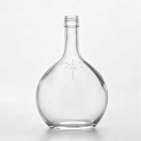 Wholesale 500ml Embossed Palm Tree Clear Glass Liquor Bottle for Rum, Liqueur & Spirits