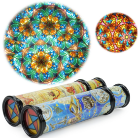 Pack De 2 Caleidoscopios Giratorios De Papel Y Plástico – Juguete Educativo Que Estimula La Vista Y La Creatividad De Los Niños