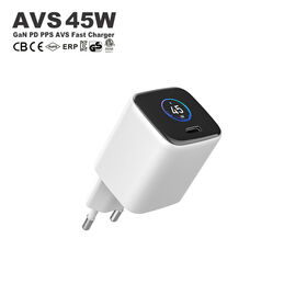 Carregador Rápido GaN de 45W com Tela TFT, Certificado KC, CB, CE, Tipo C PPS PD, Carregador de Parede Portátil 45W para iPhone e Samsung