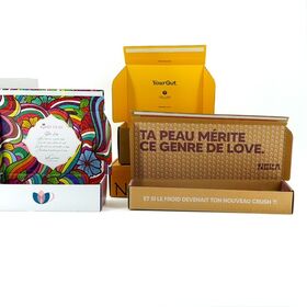 Wholesale Custom Localized French Print Kraft Box Low MOQ Tamper Strip Shipping Box for Gift Sets