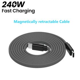 Customized LENGTH wholesale USB C to Lightning Cable, USB 2.0 , max PD 240W fast charging, Magnetically retractable Cable,