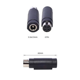 Four Pin Mini DIN to DC Female Power Adapter Straight Barrel Connector Matte Black Plastic Shell Stable Metal Conductive Contact