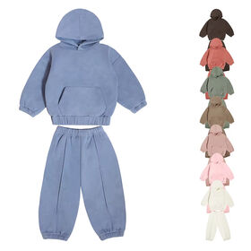 Inverno Crianças Crianças Roupas Roupas Fleece Outfits Algodão Sólido Moletom Com Capuz Calças Criança Infantil Terno Menino Menina Casual Roupas Quentes