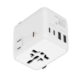 Adaptor Perjalanan Universal PD 70W 2 USB + 3 Tipe-C, Konverter Steker Daya untuk Kebutuhan Perjalanan