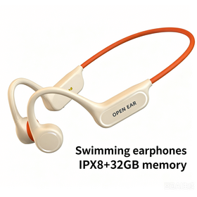 Earphone Konduksi Tulang Bluetooth 5.4 Open Ear dengan Penyimpanan Lokal 32GB, Headphone Renang Tahan Air Dalam IPX8 untuk Latihan Menyelam