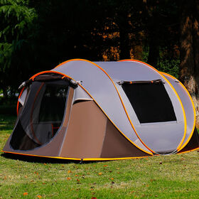 Instant Pop Up Camping Tent 4 Person with Car Awning for Family Backyard Trip