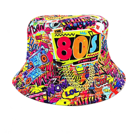 Graffiti Fischerhut, Vintage Sonnenschutzmütze, Unisex Outdoor Hip-Hop Print Fischerhut 618-5