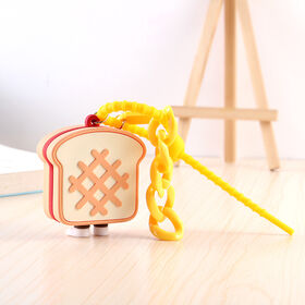 Niedlicher 3D-Weich-PVC-Schlüsselanhänger "Toast" mit Band, Schlüsselanhänger aus Kunststoff mit individuellem Form- und Design