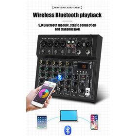 Compact Multichannel Audio Mixing Console Built Wireless Bluetooth Module Balanced XLR 6.35mm Combo Input Jacks Independent