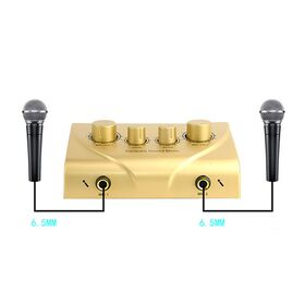 Portable Two Channel Audio Mixing Box Separate Music Volume Control DC External Power Supply Stable Signal Processing