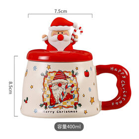 Christmas Ceramic Mug Gift Set with Lid and Spoon