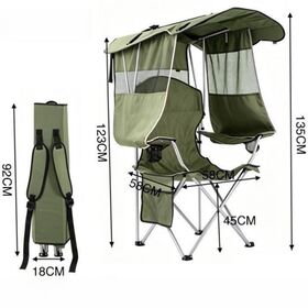 Outdoor Furniture Folding Chair Beach Fishing Camping Chair Widened Extra-large Armrest Breathable Mesh Top Sunshade