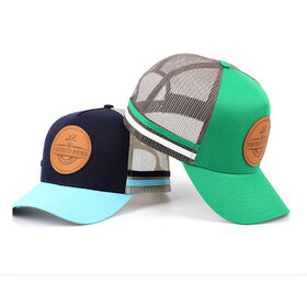 Individuelle Trucker Cap mit geprägtem Lederpatch | Premium 5-Panel Kappe mit Mesh-Rücken | Country Lifestyle Kopfbedeckung mit Eigenmarke
