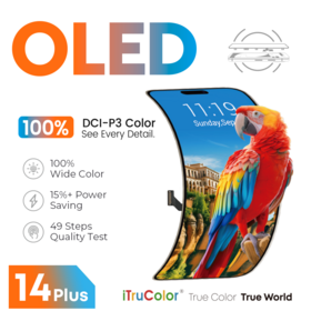 Pantallas LCD DCI-P3 de la asamblea de pantalla de visualización del POLI OLED del COLOR del 100% para el iPhone 14 MÁS