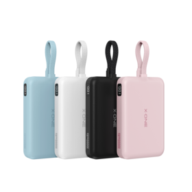 باور بانك X-ONE الجديد 10000 مللي أمبير مع كابل مدمج ومخرج واحد، شحن سريع لاسلكي MagCharge Orbit بقوة 22.5 واط لون وردي