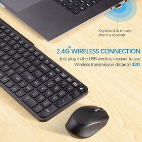 Drahtlose Büro Tastatur und Maus Combo Kompakt in voller Größe Tastatur 105 Tasten mit Silent Maus, 2.4G Tastatur und Maus Combo, OEM