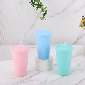 Copo de Água OEM 350ML Livre de BPA, Tumbler de PP, Garrafa Plástica Barata com Canudo