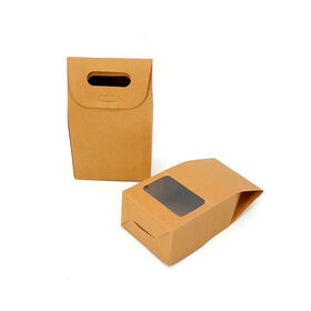 Kraft Paper Die Cut Handle Cardboard Box With PVC Window for Snack Coffee Cookie Food Gift Packaging