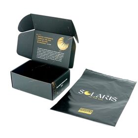 Cajas de Cartón Corrugado de Lujo Color Negro con Cierre de Solapa, Kraft, Impresión Offset Interior y Exterior