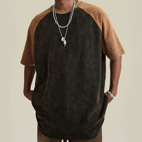 جودة عالية خمر القطن الثقيل غسلها قطع وخياطة تي شيرت بيع بالجملة المتضخم انخفاض الكتف تي شيرت للرجال
