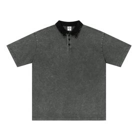 Camisetas Oversize Vintage Casual de Algodón 100% con Logo Personalizado y Lavado Ácido, Ropa Streetwear, Camisetas Polo para Hombre