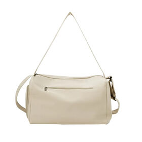 Wholesale Beige Waterproof Nylon Duffle Bag with Independent Shoe Pocket, Large Capacity Gym Travel Weekender Bag for Women