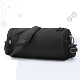 Wholesale Black Waterproof Nylon Barrel Gym Duffle Bag with Wet Pocket, Small Sports Shoulder Bag for Fitness & Short Travel