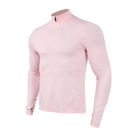 Wholesale Customizable Men's Long Sleeve Sports Top Comfortable Zipper Compression Shirt for Running