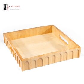 Vietnamese Manufacturing Plant Arched Rubber Wood Tray