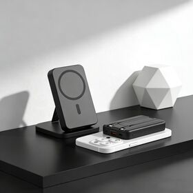 Factory OEM New Portable wireless charger magnetic power bank 10000mah with phone holder for iphone