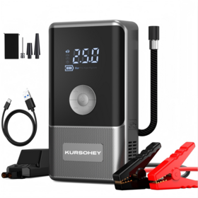 12V Jump Starter Truck Air Compressor Battery Booster and Flashlight Powerful Truck Jumper with Power Bank