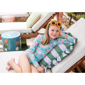 OEM Rashguard-Badeanzug für Mädchen, einteilig, langärmelig, aus recyceltem Stoff, mit Frontreißverschluss, UPF50+, tropisches Blumenmuster, Kinder-Badeanzug